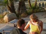 blonde slut is being hard fucked while she shooting