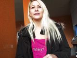 blonde bitch goes down on stranger for money